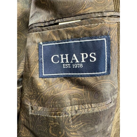 Chaps Mens Corduroy Blazer Jacket 42R Brown With Paisley Lining - Picture 2 of 14